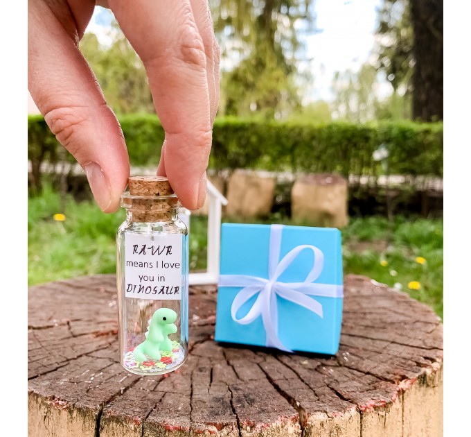 Cute Girlfriend and Boyfriend Gifts - Personalized Anniversary Present for  Her Him - Custom Photo Birthday Gift Bottle (Green Dino - Rawr Means I Love