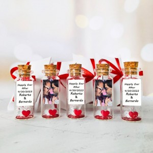 Personalized guest keepsakes for Gay wedding, Message in a bottle guest gifts, Custom Lgbt+ favors for guests, Romantic heart party favors
