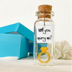 Will You Marry Me - Tiny Ring and Message in a Bottle Decoration - Romantic and Unique Marriage Proposal Gift Idea