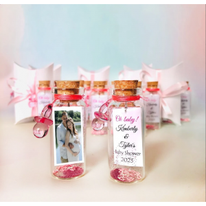 Baby Shower Favors for Guests, Personalized Baby Favors, A Baby is Brewing, Message in a bottle with photo, Girl Baby Shower