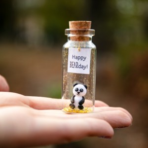 Panda birthday gift Best Friend gifts Miniature panda bear Cute Wish jar Sentimental gift for her Happy Bearday Animal pun Panda lovers gift