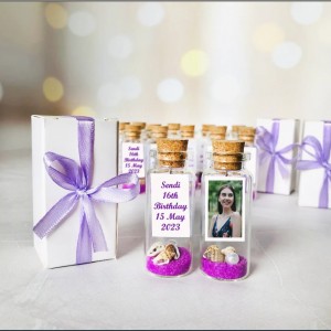 Sweet 16 favours with photo, Save the date birthday party favor, Mis quince favors message in a bottle, Quinceanera party keepsake for guest